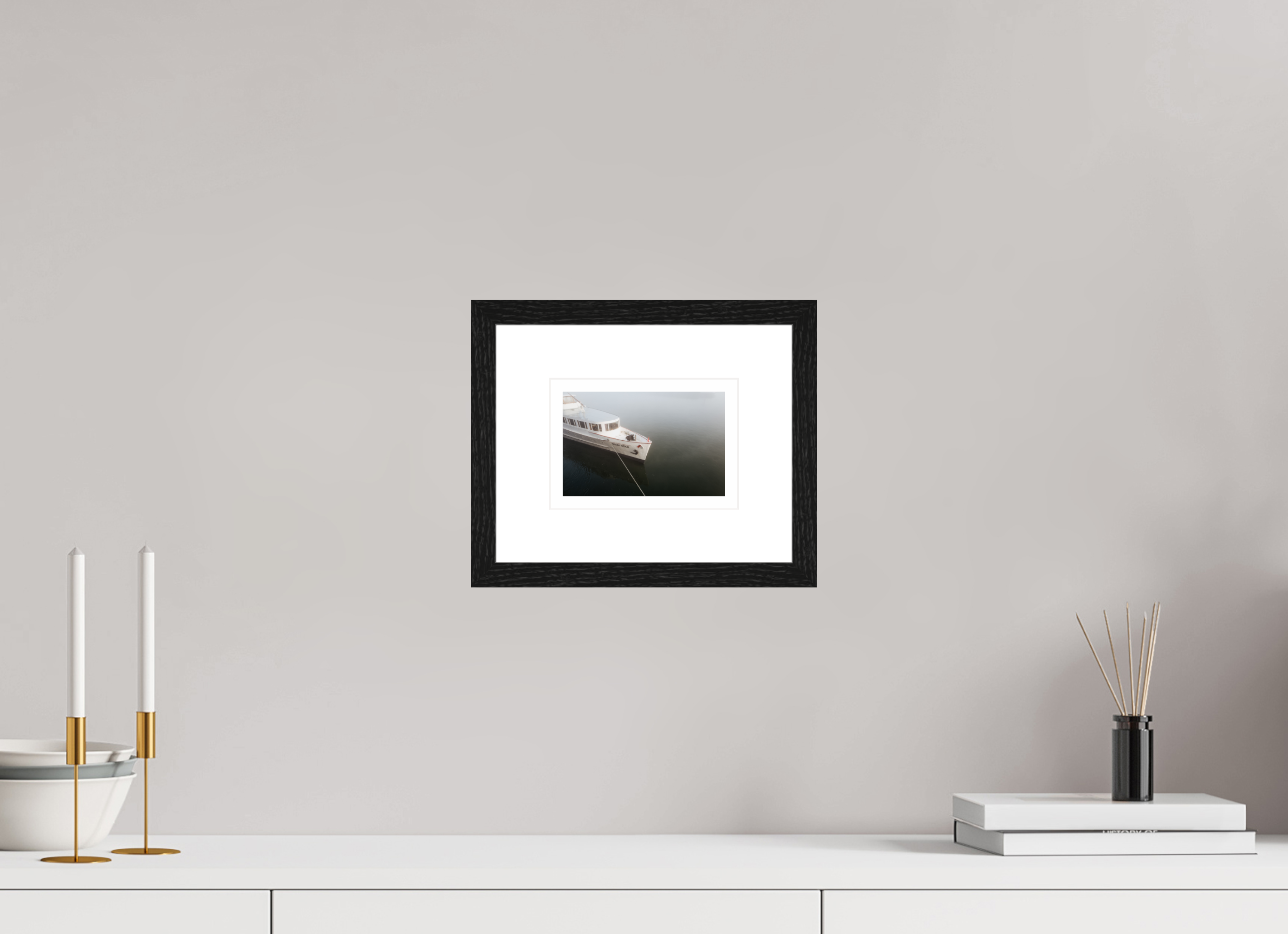 15 x 10 cm, Fine Art Baryta in Frame Silent Boat in Cologne