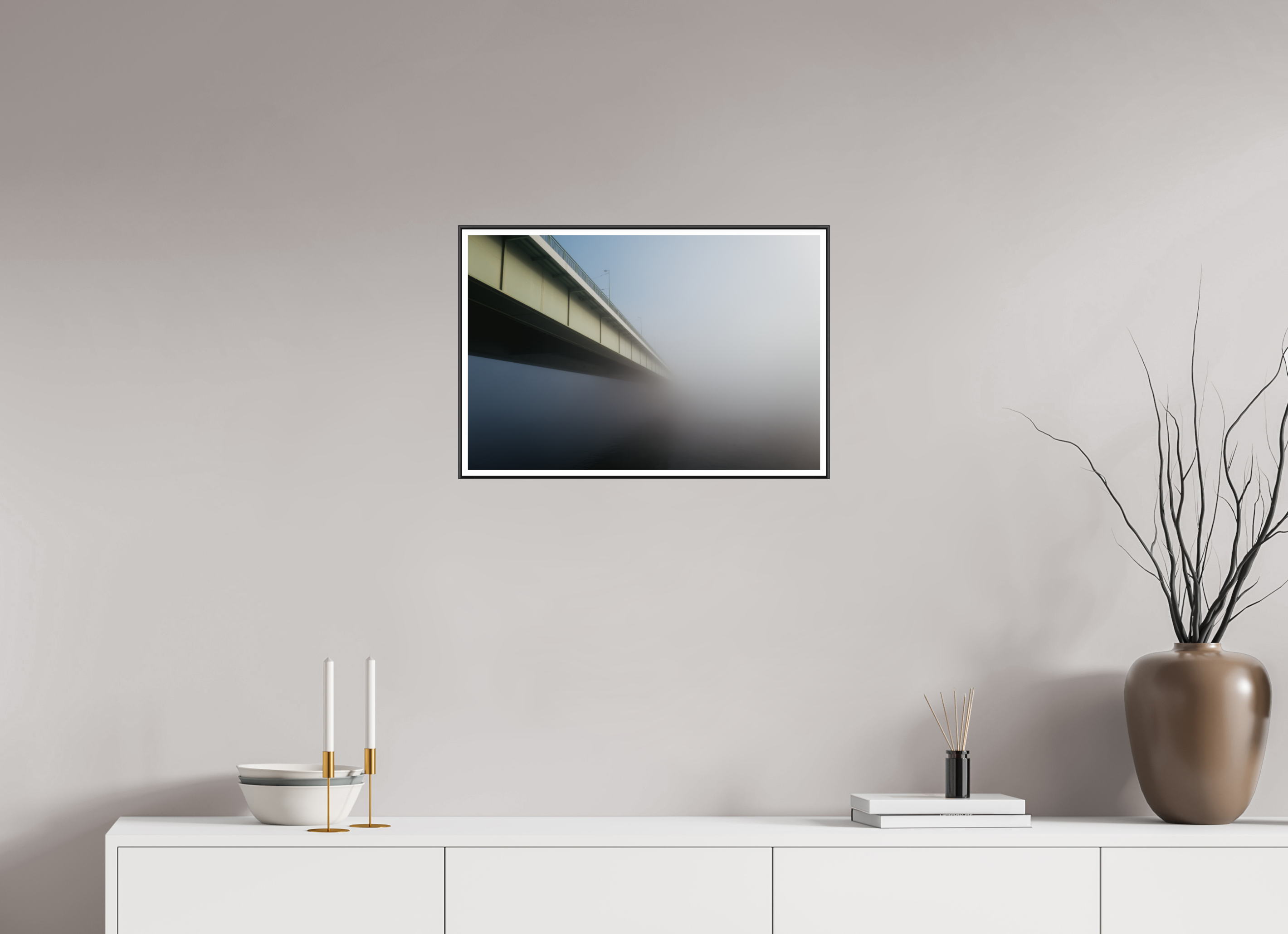 60 x 40 cm, Fine Art Print auf Alu-Dibond in 25mm Artbox Schwarz Bridge to nowhere